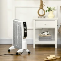 HOMCOM Aquecedor Elétrico 750W/1500W Aquecedor de Mica com Ecrã LED Controlo Remoto Termostato Temporizador 47x26,5x61,5cm Branco(m-10)