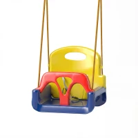 Outsunny Baloiço Infantil 3 em 1 Cordas Ajustáveis com Encosto Amovível Barra em T Cinto de Segurança Azul Escuro(m-11)