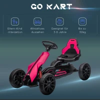 HOMCOM Go-Kart, Kinderfahrzeug mit verstellbarem Sitz, Tretfahrzeug, Tretauto mit Handbremse, 3-8 Jahre, Outdoor, Rosa(m-7)