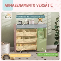 AIYAPLAY Organizador Infantil com Compartimentos, 9 Cestos Amovíveis e Autocolantes, 92x30x80 cm, Rosa(m-4)