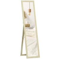 HOMCOM Miroir sur Pied et Mural rectangulaire miroir de sol Pleine Longueur Dressing Chambre salon 37x37x154cm bois naturel(m-12)