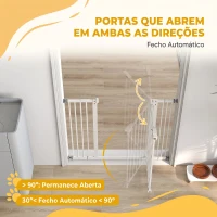 PawHut Barreira de Segurança para Cães 74-100 cm com Extensões, Montagem por Pressão e Duplo Bloqueio, Branco(m-5)