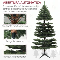 HOMCOM Árvore de Natal Artificial 180 cm com 1050 Ramos e Base de Aço Dobrável, Montagem Rápida, para Interior, Verde(m-7)