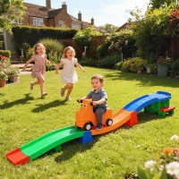 AIYAPLAY 3(m) Four-Piece Ride on Kids Roller Coaster w/ Non-Slip Steps, for Ages 2-5 Years - Multicoloured(m-2)