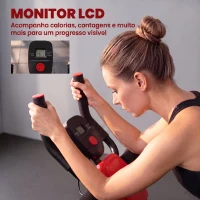 SPORTNOW Máquina de Abdominais Dobrável com Monitor LCD para Treino de Corpo Inteiro em Casa Vermelho e Preto(m-5)