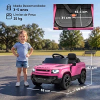 AIYAPLAY Carro Elétrico SUV para Crianças Land Rover Defender 12 V com Comando à Distância, Suspensão e Arranque Suave, Rosa(m-3)