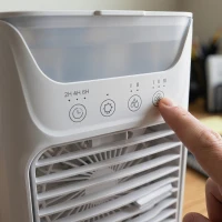 HOMCOM Rafraîchisseurs d'air par évaporation, ventilateur, 3 vitesses, 2 modes brumisation, éclairage LED RGB 7 LED, blanc(m-12)
