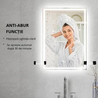 HOMCOM Oglindă de baie Oglindă de perete cu LED-uri. Comutator tactil, Alb(m-7)