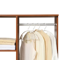 HOMCOM Kleiderschrank auf Rollen, mobile Garderobe, Garderobenschrank, Rollbarer Kleiderständer, 80 x 40 x 128 cm, Walnuss(m-9)