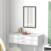 HOMCOM Oglindă de Perete Dreptunghiulară cu Agățători, din Sticlă și MDF, 40x60 cm, Negru(m-8)