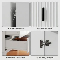 HOMCOM Armoire chambre penderie avec 2 portes à fermeture douce, 2 tiroirs et barre de suspension, 80x50x180cm, blanc(m-7)