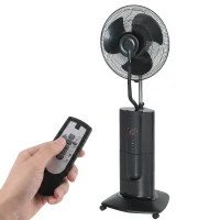 HOMCOM Ventilatore a Piantana 3 in 1 Oscillante con Nebulizzatore d'Acqua, Telecomando e Timer 9h, 45x38x130 cm, Nero(m-11)