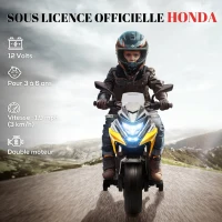 AIYAPLAY Moto électrique pour enfants moto porteur Honda pour enfants 3 à 6 ans avec musique, phares jaune(m-4)