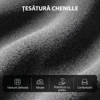 HOMCOM Fotoliu Reclinabil Manual cu Masaj 160°, Chenille, Suport Picioare, Telecomandă, Buzunare, Gri Închis(m-7)