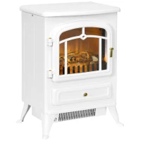 HOMCOM Modern Electric Fireplace, Freestanding Electric Stove Fire with Flame Effect, 950/1850W, White(m-1)