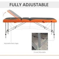 HOMCOM Foldable Massage Table Professional Salon SPA Facial Couch Bed Black and Orange(m-4)
