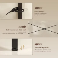 HOMCOM Raft pentru bucătărie, raft independent cu 2 prize, 5 cârlige S, 5 polițe, coș, bare în X, oțel 90 x 42 x 130 cm(m-4)