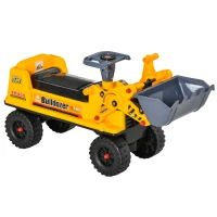 HOMCOM Camion Correpasillos Tractor sin Pedales para Niños de 2-3 Años con Pala Excavadora Espacio de Almacenaje Oculto y Bocina 70x26x37 cm Amarillo(m-10)
