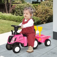 HOMCOM Ride-On Tractor, Toddler Walker, Foot-to-Floor Slide, for Ages 1-3 Years - Pink(m-2)