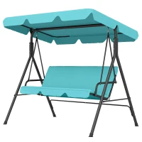 Outsunny Three-Seater Garden Swing Chair, with Adjustable Canopy - Teal(m-11)