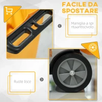 HOMCOM Carrello Pulizie a 3 Ripiani con Ganci e Sacco da 100L, 121x50.5x96.5 cm, Nero Giallo e Grigio(m-5)