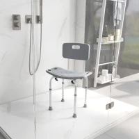 HOMCOM Sedia da Doccia per Bagno in Alluminio e Plastica Altezza Regolabile 8 Livelli 71-88cm Piedini Antiscivolo(m-10)