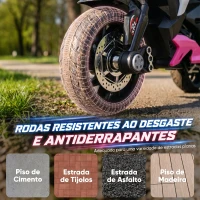 HOMCOM Mota Elétrica Infantil de 3 Rodas com Pedal, Farol LED, Música e Buzina para Crianças de 3 a 5 Anos, Rosa(m-6)
