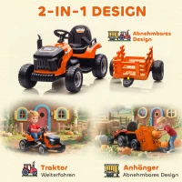 AIYAPLAY Elektrische Kindertractor, Zittractor met Afstandsbediening, Zachte Start, voor kinderen van 3-8 jaar, Oranje(m-5)