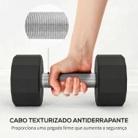 SPORTNOW Conjunto de 2 Halteres Dodecagonais 2 x 10 kg em Metal com Revestimento em Borracha para Treino em Casa e Ginásio Preto(m-6)