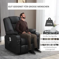 Homcom massagestoel met stahulp, afstandsbediening, tot 150 kg, kunstleer, zwart, 90 x 98 x 102 cm(m-7)