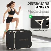 SPORTNOW Boîte Plométrique 3 en 1 en Bois pour Entraînement au Saut, Antidérapant et sans Coins, 76x61x51cm, Noir(m-4)
