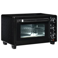 HOMCOM Mini Oven, 21L Countertop Electric Grill, Toaster Oven with Adjustable Temperature, Timer, Baking Tray and Wire Rack, 1400W, Black(m-1)