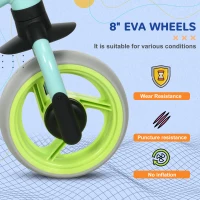AIYAPLAY 8" Balance Bike, Lightweight Training Bike for Children, with Adjustable Seat, EVA Wheels, Easy installation - Green(m-5)