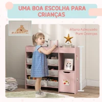 AIYAPLAY Organizador Infantil com Compartimentos, 9 Cestos Amovíveis e Autocolantes, 92x30x80 cm, Rosa(m-6)