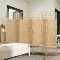 HOMCOM Paravent intérieur en bois séparateur de pièce cloison pliable 8 panneaux 320 x 170 cm bois naturel(m-8)