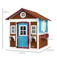 Outsunny Casetta per Bambini 3-8 Anni con Tetto Inclinabile, Vasi e Fioriere, in Legno di Abete, 114x126.4x135 cm(m-3)