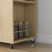 HOMCOM Carrinho de Cozinha com Rodas 2 Portas Prateleira Ajustável Porta-Especiarias para Sala de Jantar 75x40x80,5 cm Madeira(m-9)