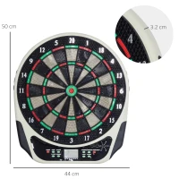 HOMCOM Bersaglio Freccette Elettronico in Plastica con 6 Freccette, Effetti Sonori e Visivi, 44 x 50 x 3.2cm, Nero(m-3)