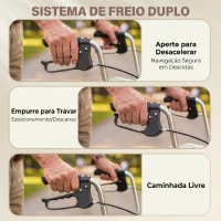 HOMCOM Andarilho Dobrável para Idosos com Assento 4 Rodas Altura Ajustável Travões de Mão Cesto Suporte de Bengala, Vermelho(m-7)