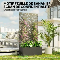 Outsunny Jardinière avec treillis, bac à fleurs, avec brise-vue, pour plantes grimpantes, métal, 90 x 35 x 180 cm, noir(m-5)