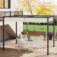 Outsunny 3x2m Metal Pergola with Retractable Roof, Garden Gazebo Canopy Shelter for Outdoor, Patio, Cream White(m-10)