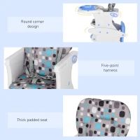 HOMCOM 2 in 1 Convertible Baby High Chair Toddler Table Chair Infant Feeding Seat Removable Food Tray Safety Harness Blue(m-7)