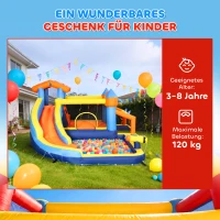 AIYAPLAY 8-in-1 Hüpfburg mit Gebläse Rutsche Planschbecken Trampolin Kletterwand für Indoor Outdoor 350x325x210cm Mehrfarbig(m-9)