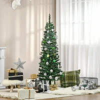 HOMCOM Brad de Crăciun artificial, înalt de 150 cm, subțire, cu crengi realiste și bază din plastic, verde(m-10)