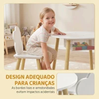 AIYAPLAY Mesa Infantil com 2 Cadeiras e Saco de Rede Tema Nuvem para Crianças dos 3 aos 6 Anos Creche Sala de Aula Branco(m-6)