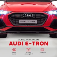 HOMCOM Carro Elétrico Audi E-Tron 12V para Crianças acima de 3 Anos com Controle Remoto Faróis Buzina Música MP3 TF USB e Abertura da Porta 3-8km/h 108x60x47cm Vermelho(m-4)