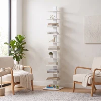 HOMCOM Torre Librería 11 Estantes, Estantería Alta y Estrecha Salvaespacio, Blanco(m-4)