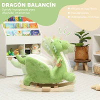 AIYAPLAY Caballito Balancín para Bebés de Peluche con Base de Madera con Sonido de Dragón para Niños 18-36 Meses Verde(m-4)