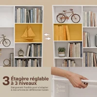 HOMCOM Bibliothèque 6 Niveaux, Étagère de Rangement avec 17 Compartiments et Étagères Réglables, 149 x 23,6 x 188 cm, Blanc(m-5)