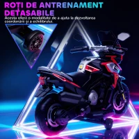AIYAPLAY Motocicletă electrică pentru copii cu roți, oglinzi și suport pentru picioare, din PP și metal, 85.5x44.5x56 cm, roșu(m-5)